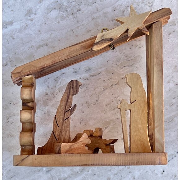 Handcrafted Olive Wood Nativity Scene Baby Jesus Mary Joseph Sheep NOB Gift - Picture 10 of 11